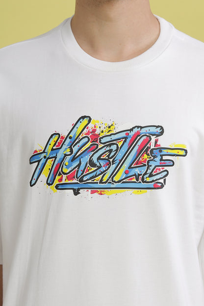 Hustle White Oversized Tshirt