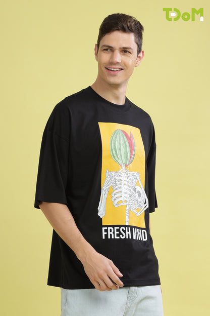 Fresh Mind Black Oversized Tshirt