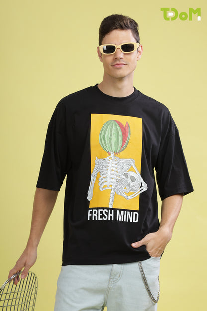 Fresh Mind Black Oversized Tshirt