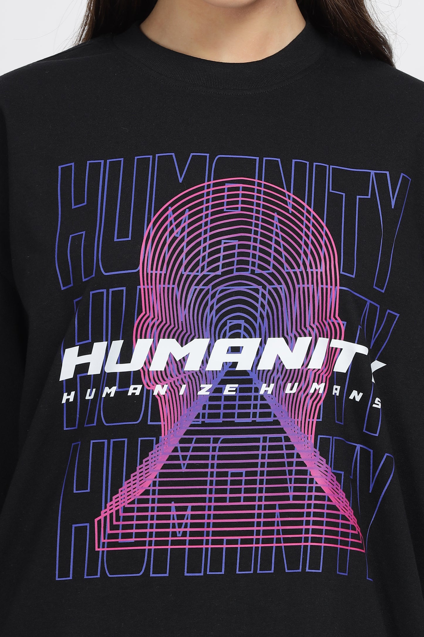 Humanize Humans Black Oversized Thsirt