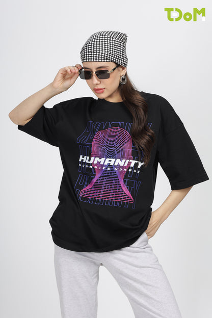 Humanize Humans Black Oversized Thsirt