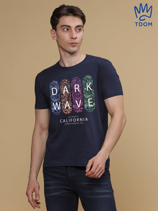 Dark Wave Navy Blue Basic Tshirt