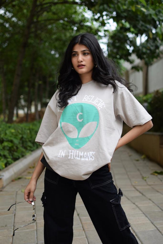 Don't Believe In Humans Oyster Oversized Tshirt