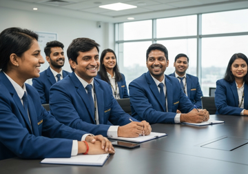 Corporate blazers with embroidered company logos