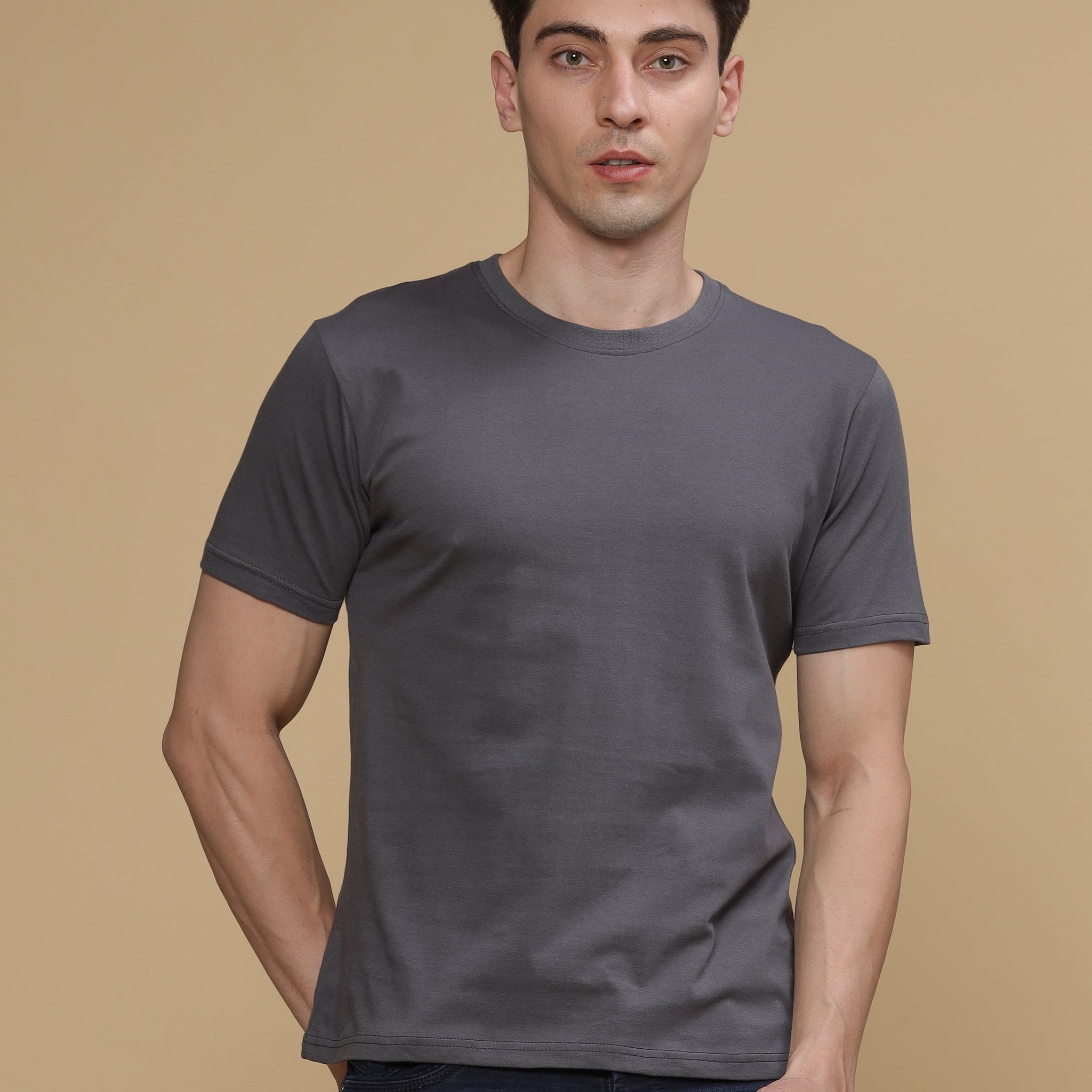 Charcoal Grey Round Neck Tshirt