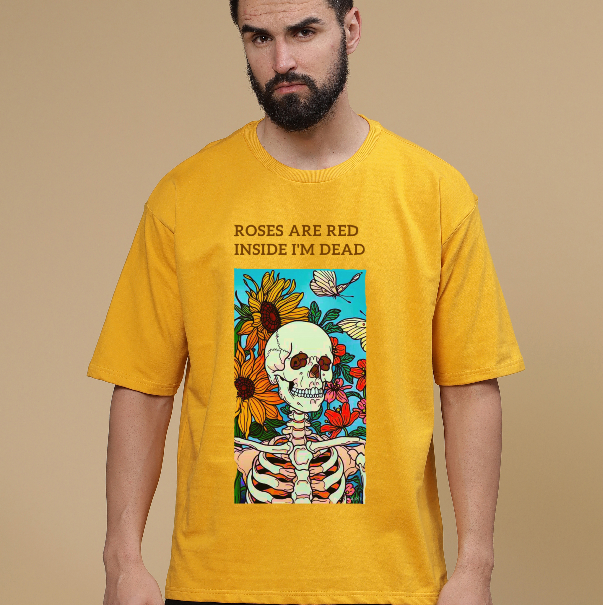 Skeleton Oversized Canary Yellow Tshirt